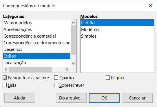 carregar estilos de um modelo