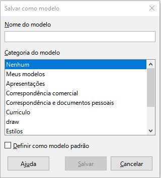 caixa de diálogo Salvar como modelo