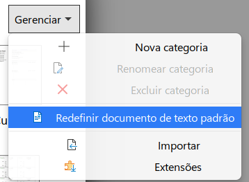 redefinir o modelo padrão para documentos de texto