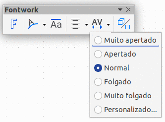 espaçamento de caracteres do Fontwork