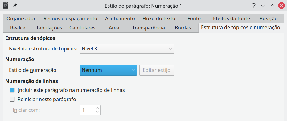 atribuir um estilo de parágrafo a um nível de estrutura de tópicos