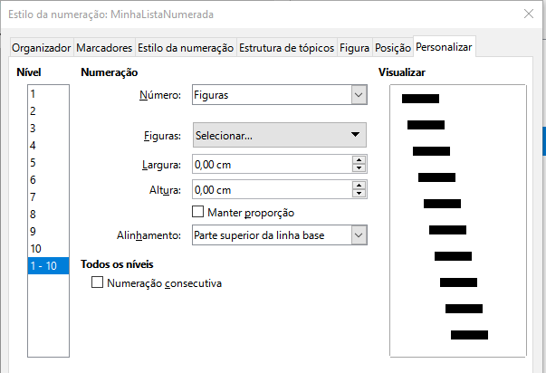 os campos para usar uma figura como marcador aparecem após selecionar Figuras ou Figuras vinculadas