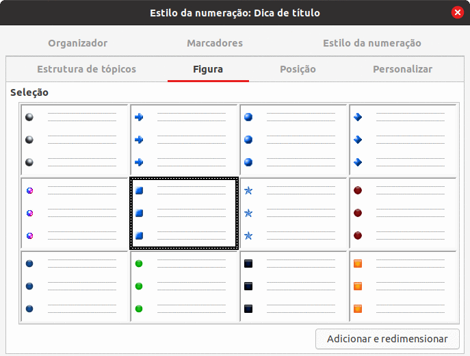 selecionar uma figura como marcador