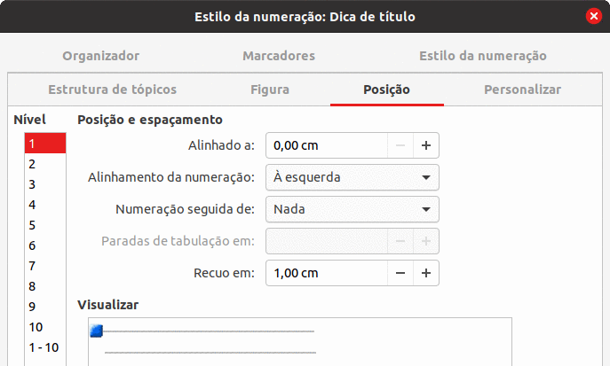 escolher as configurações de posição e espaçamento para a imagem do marcador