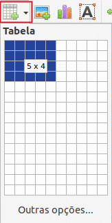 ícone Inserir tabela