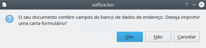 mensagem de confirmação de mala direta