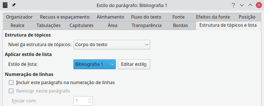 aplicar um estilo de numeração a um estilo de parágrafo