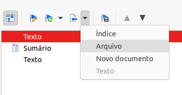 inserir um subdocumento em um documento mestre usando o Navegador