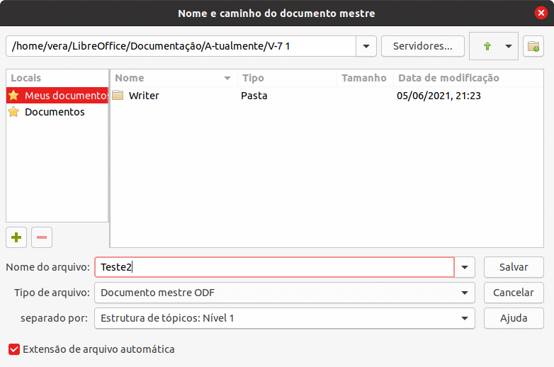 dividir um documento em mestre e subdocumentos