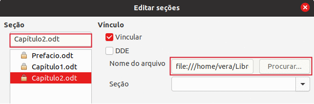 editar um link em um documento mestre