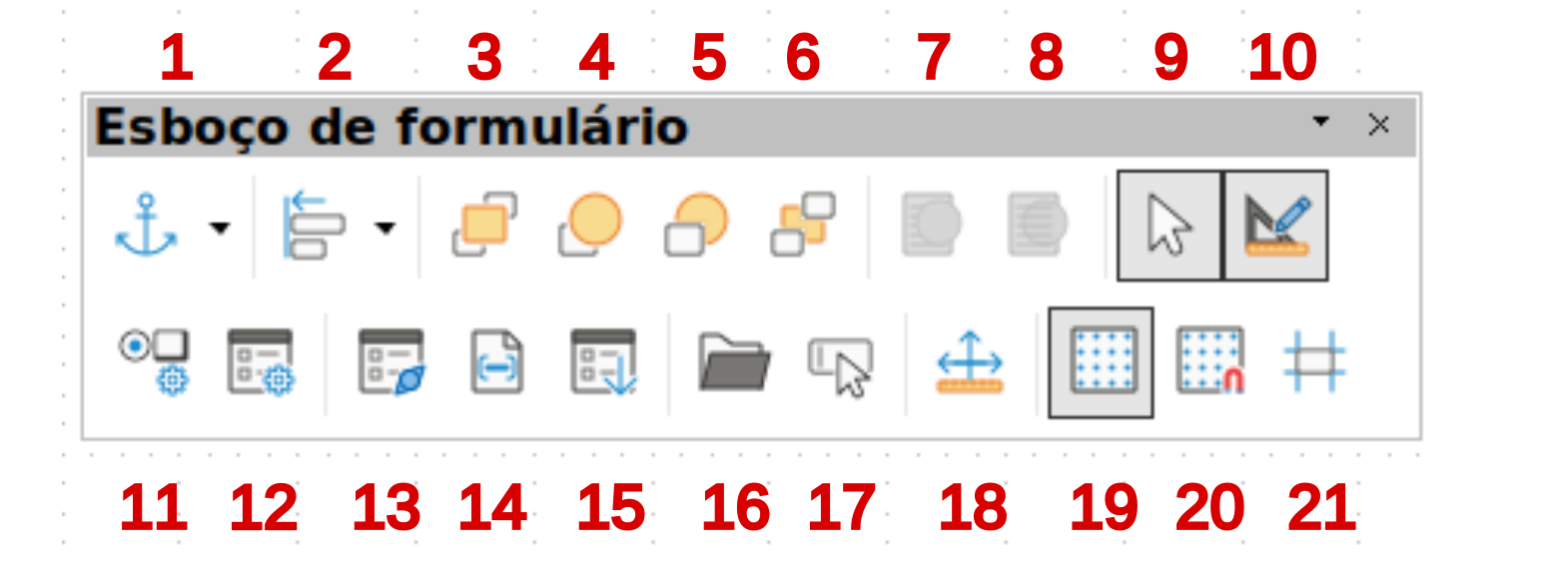 barra de ferramentas Esboço de formulário