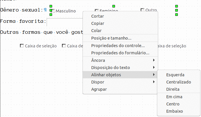 selecione os controles e alinhe para o topo