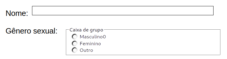 Caixa de grupo final no formulário de pesquisa