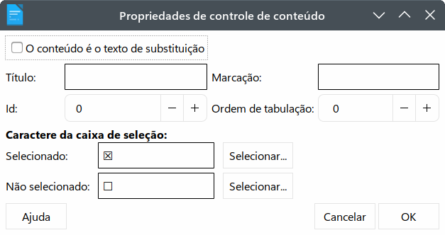 Caixa de diálogo Propriedades de Controle de Conteúdo