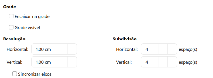 escolher opções de grade para o Writer