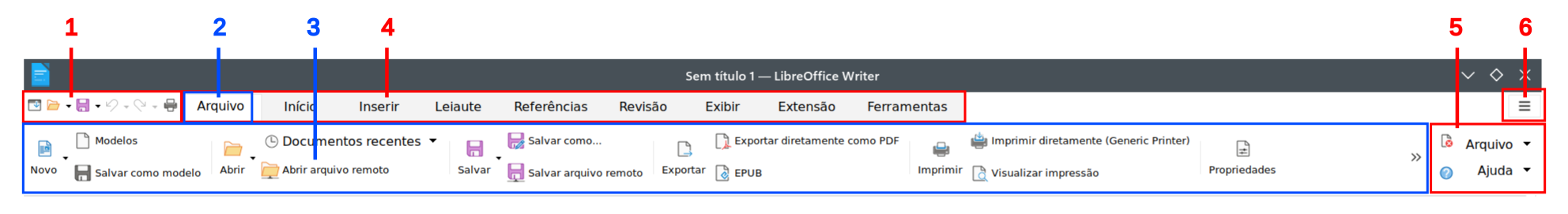 interface de abas com a Barra de menus oculta