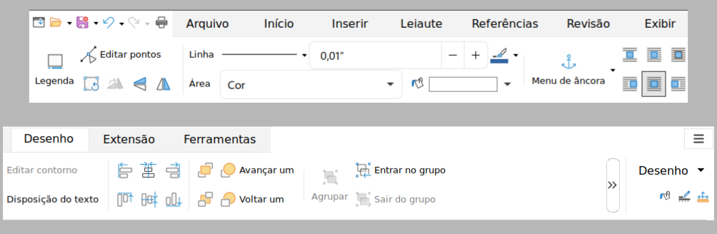 Interface de abas – Aba Desenho