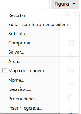 Menu da aba Figura