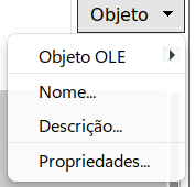 menu da aba Objeto
